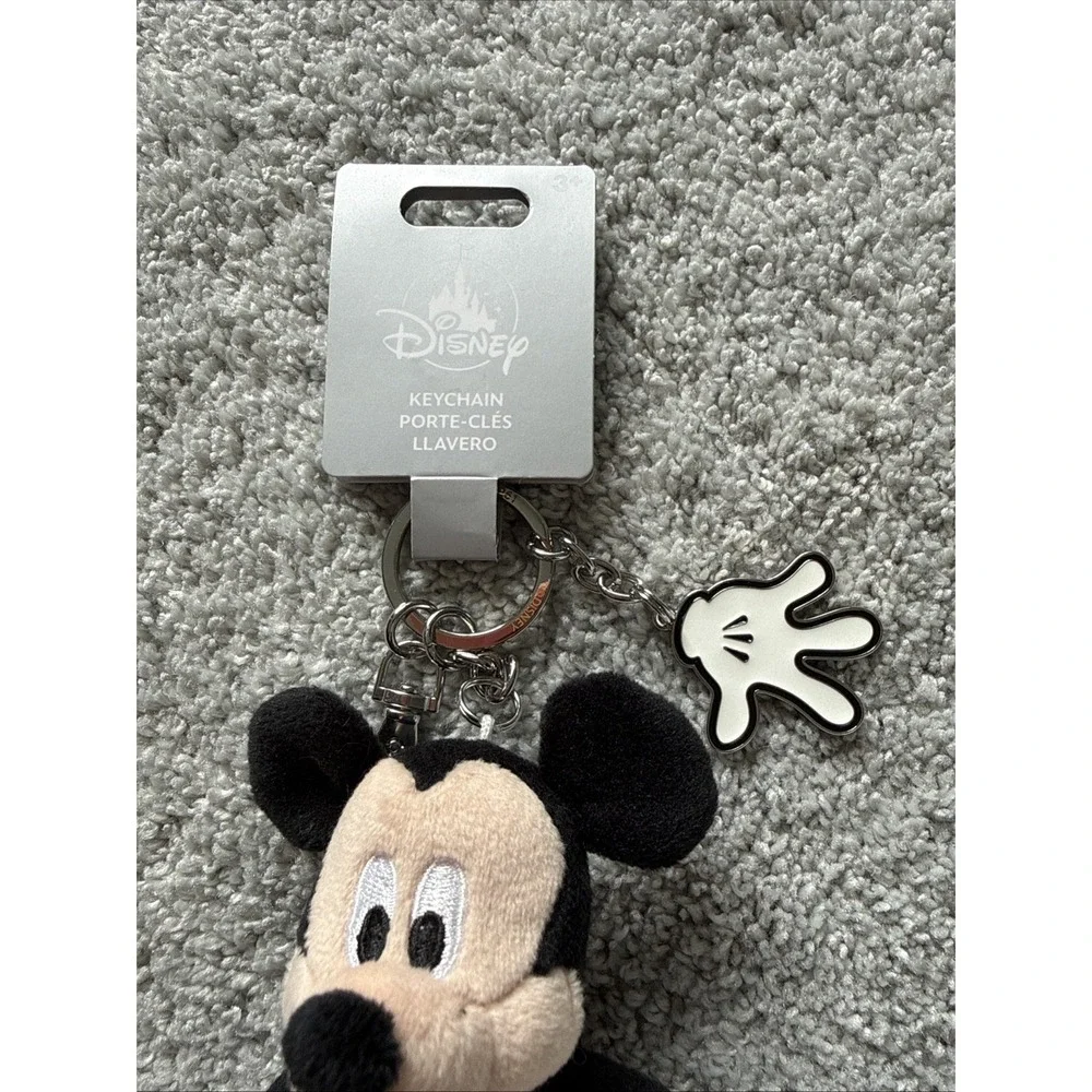 Disney Parks Mickey Mouse Plush Keychain with Hand Bag Charm NEW